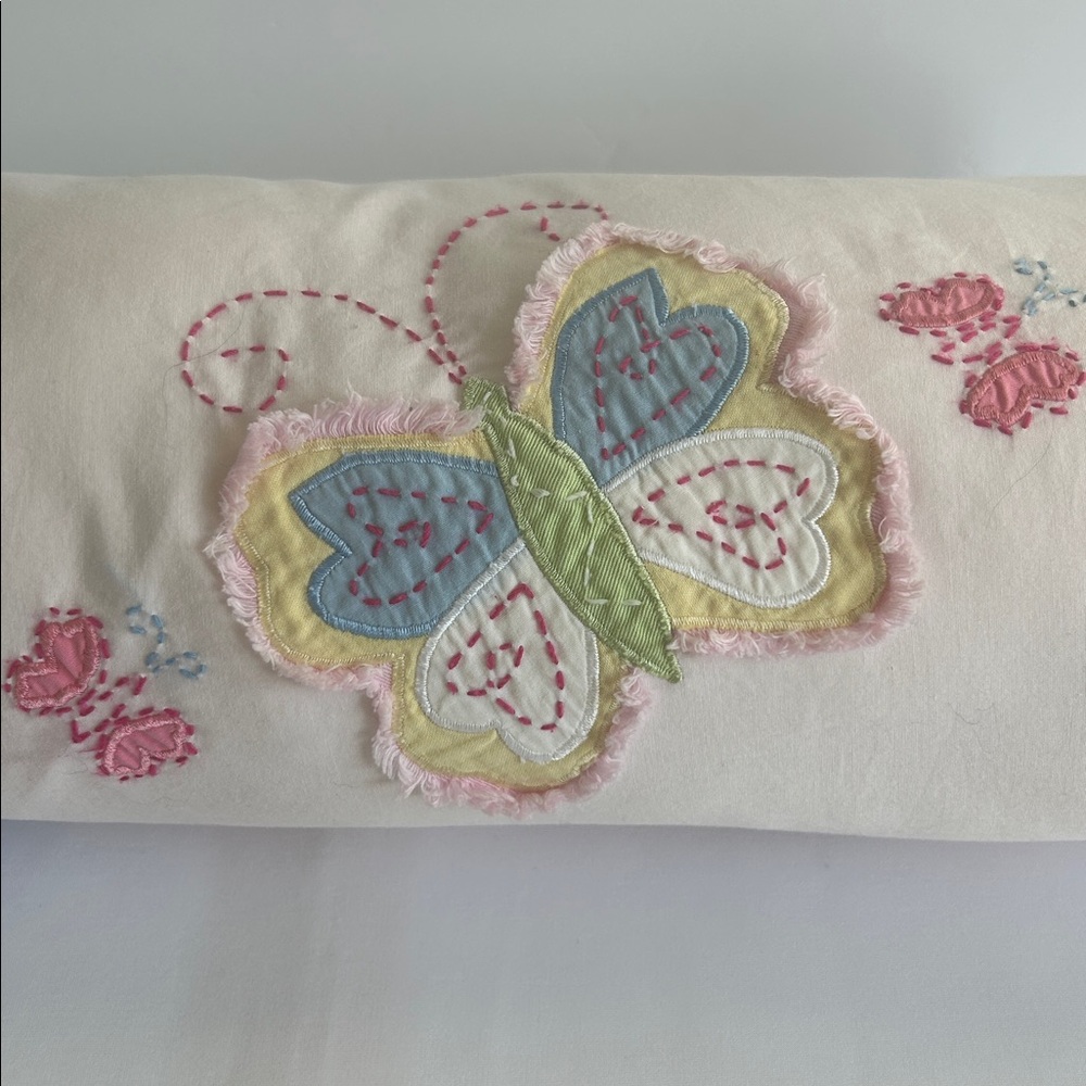 Pottery Barn Butterfly Embroidered Bolster Pillow - Picture 2 of 6